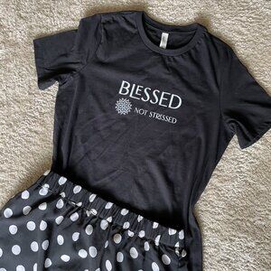 Blessed Not Stressed Womens T Shirt Faith Inspiration Positive Quote Relaxed M